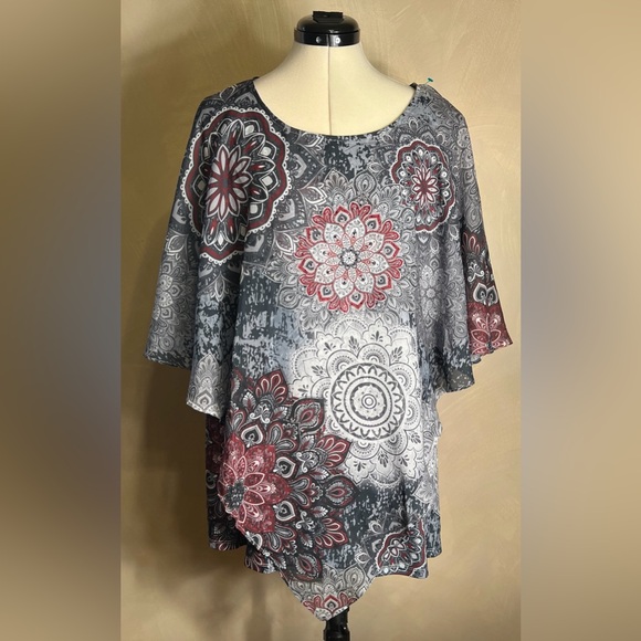 Indigo Soul  Women’s Mandala Popover Layered Hippie Boho Tunic Blouse/Top|Sz:XL - Picture 1 of 16